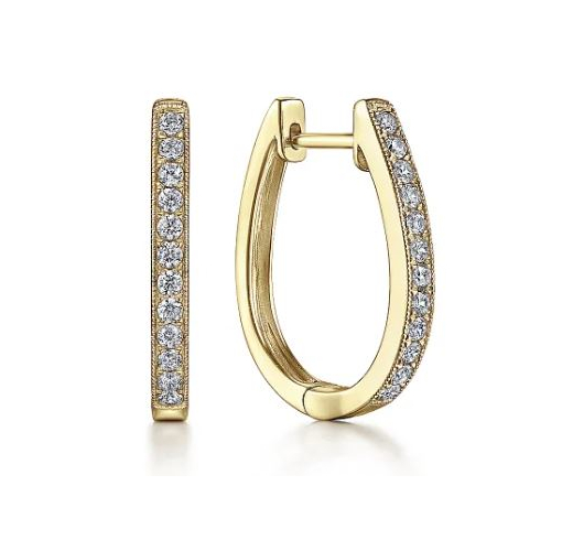 14K Yellow gold diamond hoop earrings
